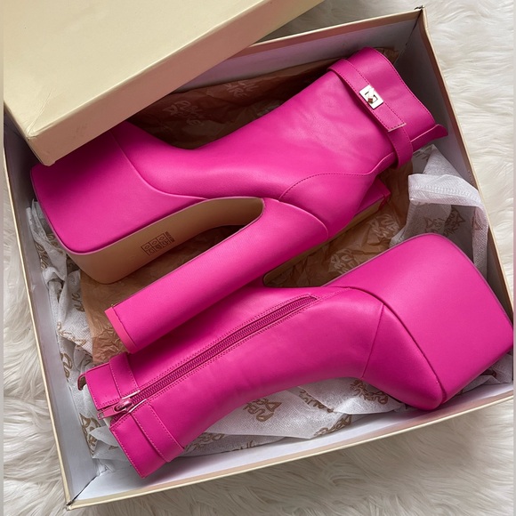 Neon Fuschsia Pink Booties - Picture 14 of 15